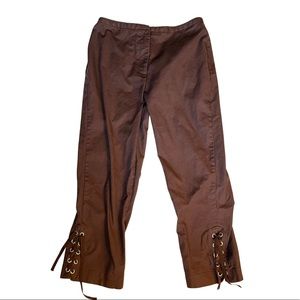 brown cato lace cuff pants